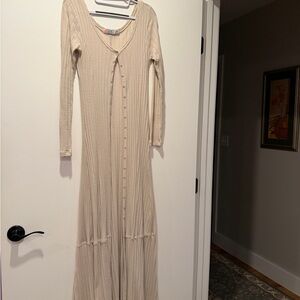 Free people Elegant Cream Long Sleeve Dress